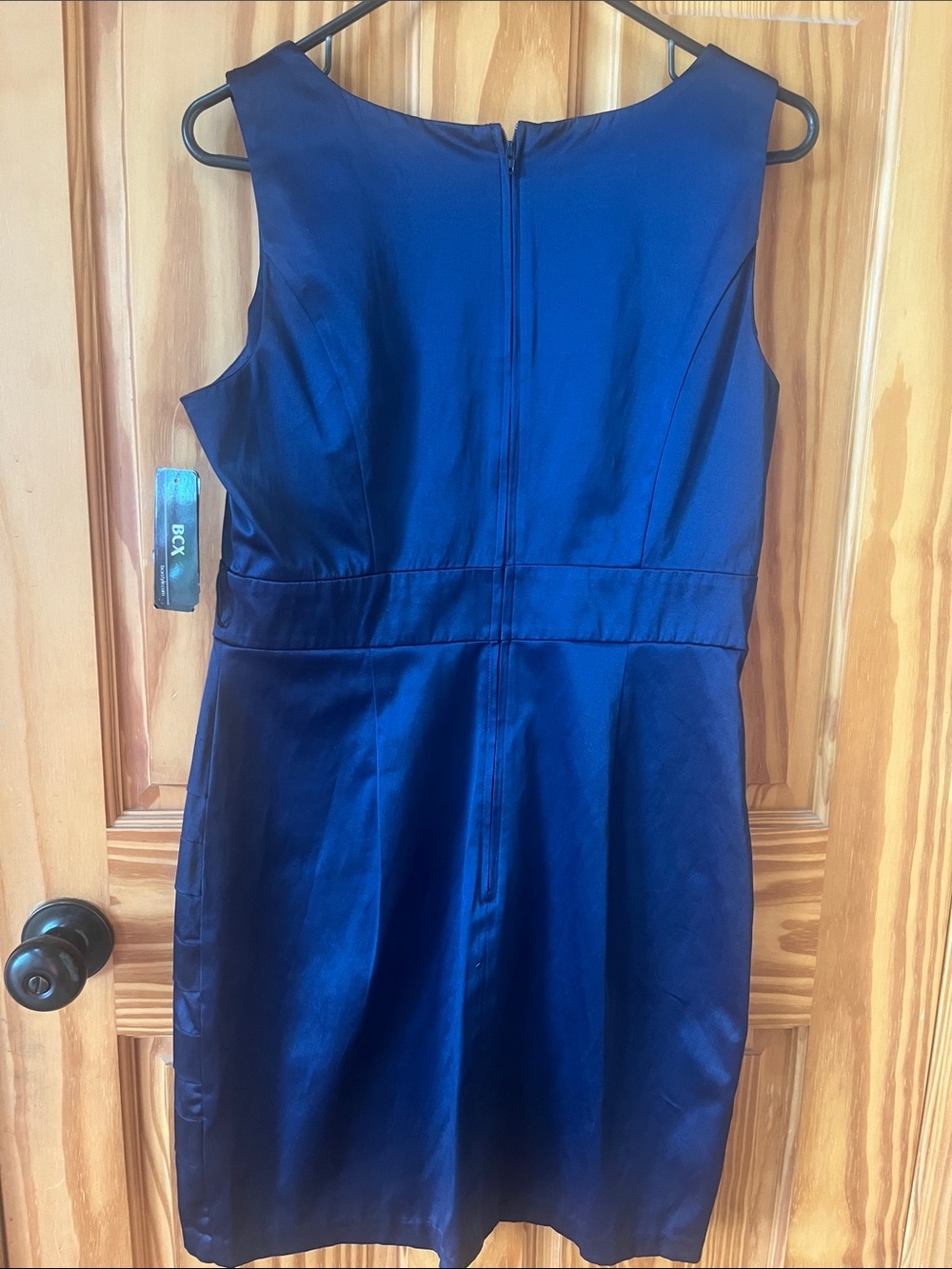 BCX Navy Satin Tiered Sheath Dress - Size 11 - Picture 9 of 11